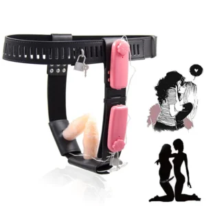 Women's Pants Harness Leather Female Chastity Belt Underwear Panties With Double Butt Plug Dildo
