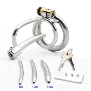 Stainless Steel Special Lock catheter Penis Cage Chastity Device for Men Gay