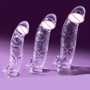 3 Size Reusable Penis Sleeve Soft Clear Cock Sleeve Penis Extender Adult Sex Toys for Men Women Durable Penis Enlarger Male