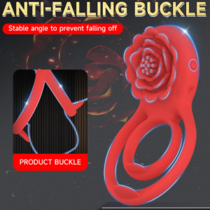 Vibrating Cock Ring with Rose Clitoral Stimulator Delayed Ejaculation Penis Rings Vibrator Couples Adult Sex Toys for Men Women