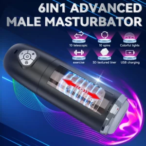 6 in1 AutomaticTelescopic Rotation Masturbator Cup App Control Pocket Pussy Penis Blowjob Machine Sex Toys for Adults Men
