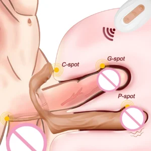 Remote Controlled Double Penetration Vibrator for Couple Anal Plug Vibrator with Penis Cock Ring