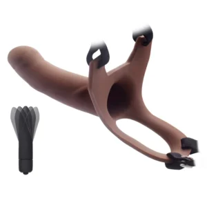 Big Size Silicone Strap on Dildo for Men Realistic Penis Extender Enlarger Male Hollow Strapon Dildo+Bullet Vibrator Sex Product