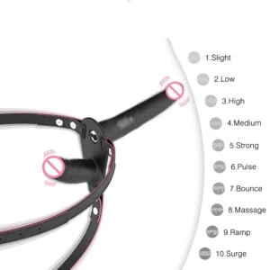 10 Speed Double Vibrator PU Leather Harness Vibrating Panties Lesbian Strap on Dildo Penis Vibrator Anal Plug Sex Toys for Women