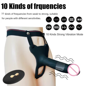Wireless Rechargeable Silicone Dildo Vibrator Hollow Penis Extender Strapon Dildo With Harness Kit Sex Toys for Men