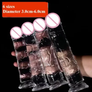 Transparent Realistic Penis Dildo Soft Crystal Jelly Dildos Fake Dick Penis Sucker Butt Plug Sex Toys Sex Masturbator G Spot
