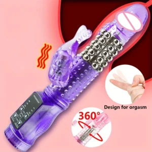 Rabbit Vibrator Realistic Dildo Penis Vibrator Clitoris Stimulate Massager Transparent Rotating Bead Female Sex Toy For Women
