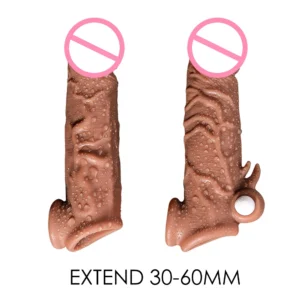 Vibrating Penis Sleeve Extensions Cock Ring Vibrator Enlargement Hollow Strap On Dildo Strapon Harness Silicone Sex Toys For Man